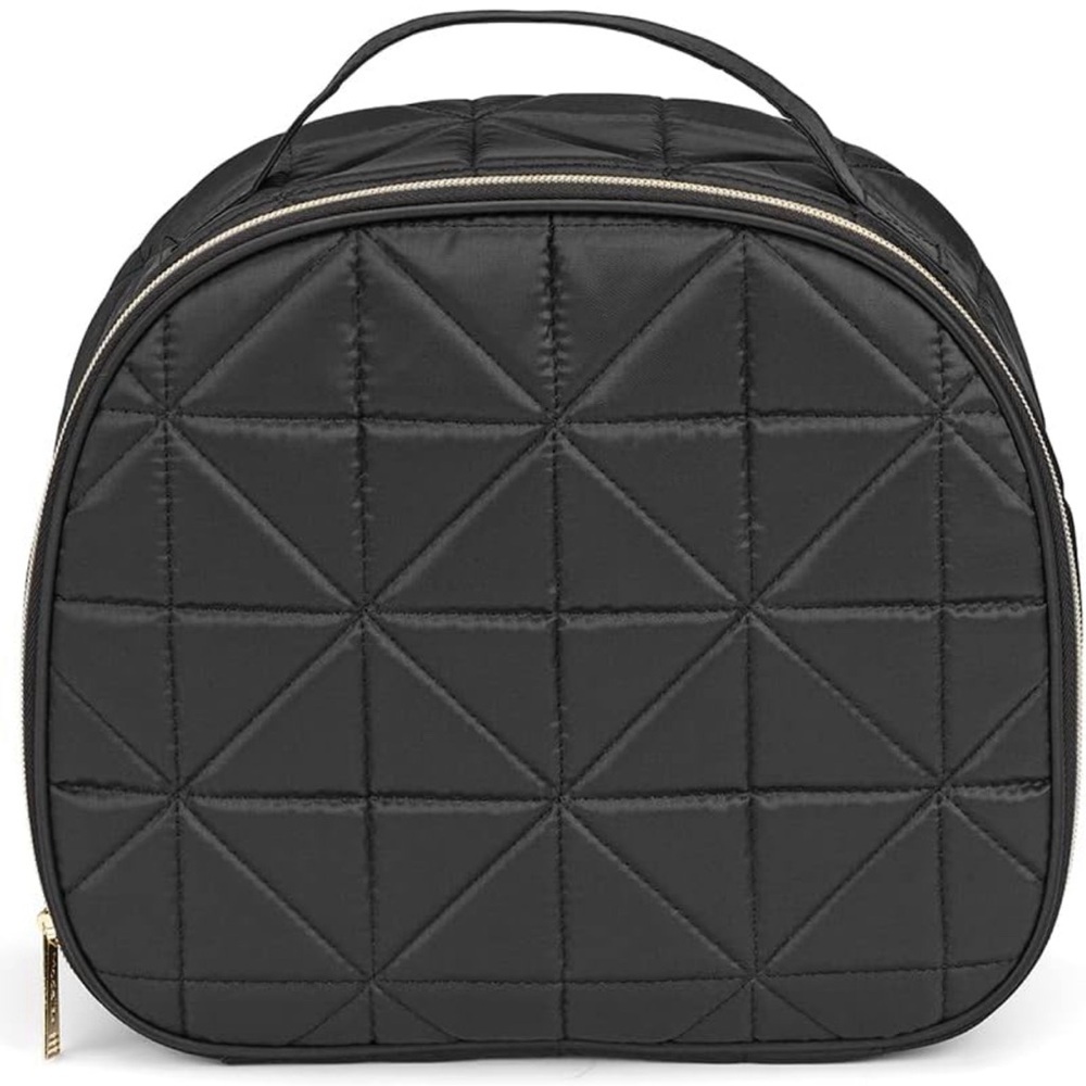 CONAIR Black Quilted Zip Travel Makeup Bag​